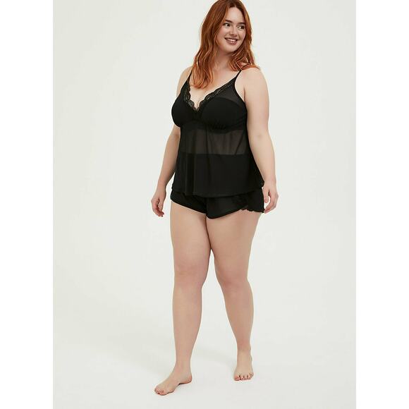 TORRID Black Chiffon & Lace Trim Sleep Shorts - Picture 4 of 6